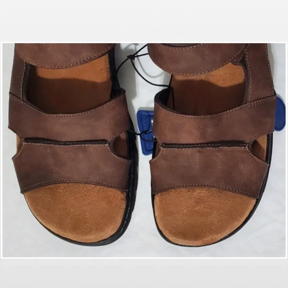 New Men Brown Fisherman Sandals Hiking Shoes Dr. Scholls Size 10